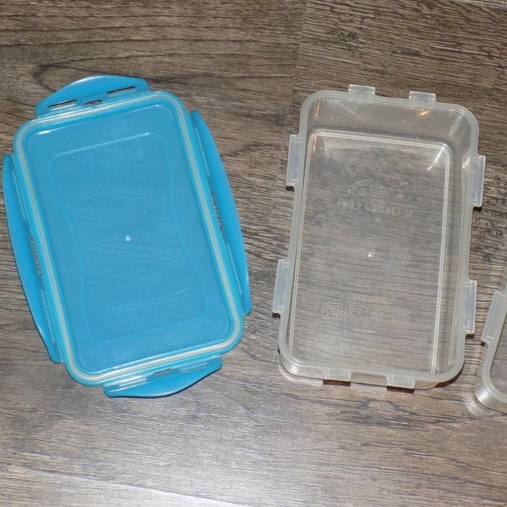 Lock & Lock Food Storage Containers 2pc 1L 34oz Blue Rectangular - Picture 6 of 8